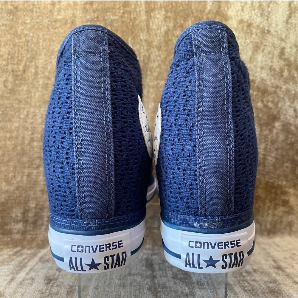 RARE Converse Chuck Taylor Lux Wedge Crochet Sneakers Navy Womens 8 552696C - Picture 6 of 9